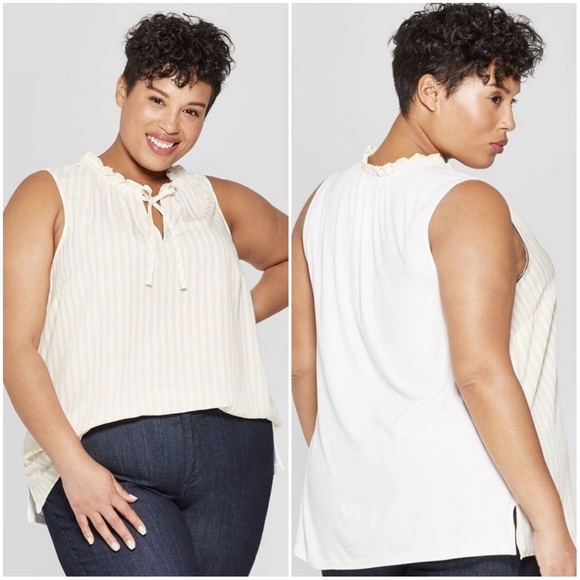 ➕ Ava & Viv Stripe Sleeveless Top - Picture 1 of 9